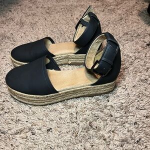 Black Ankle Strap Espadrille Sandals